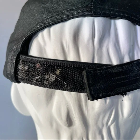 1990s” NBA Chicago Bulls Red/Black Leather Jeff Hamilton Design Strap back Hat